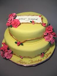 Beautiful Happy Birthday Cake Images For Her Betsey Johnson S Pink And Yellow Birthday Cake Inspired By Her Home Line Yellow Birthday Cakes Custom Wedding Cakes Custom Cakes