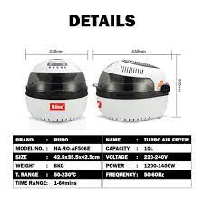 P riino turbo air fryer. Riino Turbo Air Fryer Intelligent All In One Oil Free Cooking Function Model 10l Af506e Shopee Malaysia