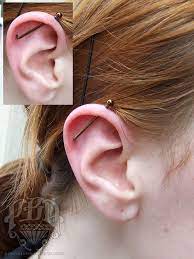 Not All Clients Have An Ear Suitable For A Traditional Helix Rim To Helix Rim Industrial Piercing For This Client I Did A Forward H Ear Ear Cuff Ear Piercings