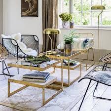 This rustic/industrial style coffee table is just the right size for a bowl of those munchies we love to have while watching tv! Design Must Have The Gold Coffee Table Marble Coffee Table Coffee Table Furniture Coffee Table