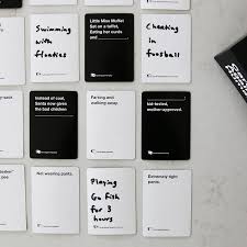 This white card set was made by 6 men who have recently masturbated and did not wash their hands. The Very Adult Game We Sort Of Bought For Our Kids Honestly Modern