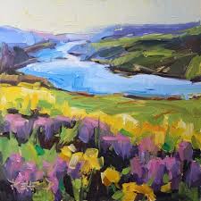 Cathleen Rehfeld Daily Painting Columbia Gorge Wildflowers Art Painting Abstract Art Landscape Art