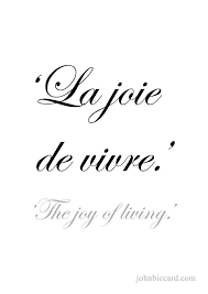 The Joy Of Living The Delight In Being Alive The Exuberant Enthusiastic Impassioned Enjoyment Of Life French Quotes Paris Quotes French Tattoo Quotes
