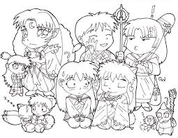 Chibi Inuyasha Group Coloring Page Chibi Coloring Pages Mermaid Coloring Pages Avengers Coloring Pages