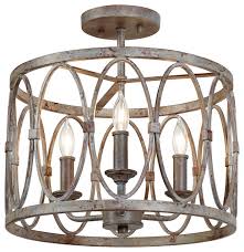 Great uses for a flush mount ceiling fan without light package. 3 Light Transitional Rustic Semi Flush Mount Farmhouse Flush Mount Ceiling Lighting By Designer Lighting And Fan Houzz