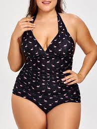 Plus Size Flamingo Print Tankini Swimsuit Plus Size Swimwear Plus Size Tankini Plus Size Bikini Bottoms