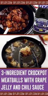 3 Ingredient Crockpot Meatballs With Grape Jelly And Chili Sauce In 2020 Meatball Recipes Easy Meatball Recipe Slow Cooker Diy Food Recipes