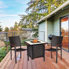 Top 8 chairs for fire pit reviews. Costway 3 Pcs Gas Fire Pit Chair Set 30 Propane Gas Fireplace 50000btu W 2 Rattan Chair Walmart Com Walmart Com