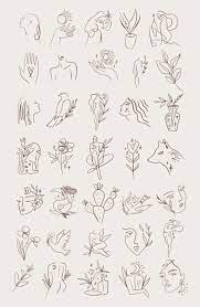 Line Art Bundle Cute Tiny Tattoos Art Bundle Simplistic Tattoos