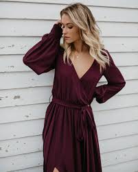 Long Sleeve Diana Maxi Dress Wine Maxi Dress With Sleeves Wine Maxi Dress Flowy Dress Casual