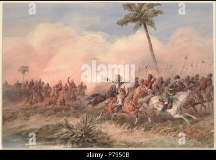 Indian Mutiny (Sepoy Mutiny) 1857-1859 : Mounted rebel Sepoys charging through the streets of Delhi May 1857 c1895 Engraving Stock Photo - Alamy