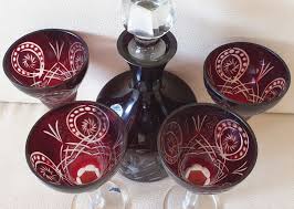 Μπορδο και διάφανο, χειροποίητο χάραγμα, όμορφο σχέδιο. Karafka 4 Kieliszki Do Wina Buzau Perla Lux 8086580481 Oficjalne Archiwum Allegro