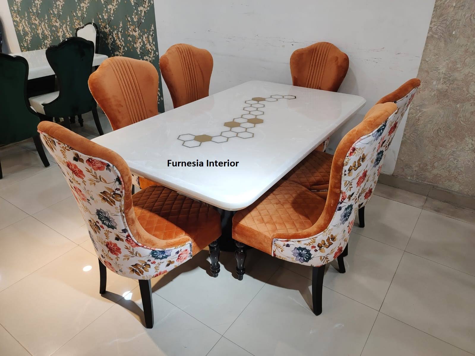 6 Seater Marble Dining Table