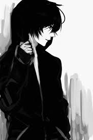 Black And White Anime Boy Scary He Wasn T Being That Creepy Sure He Was Following Her From A Distance But Was He Really Being Creepy Cute Anime Guys Manga Eyes Dark Anime