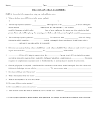 Protein Synthesis Worksheet