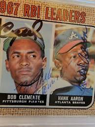 Signed Roberto Clemente 1968 Topps #3 Hank Aaron Cepeda AUTO autograph  PSA/DNA