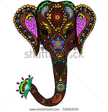 Vector Decorated Indian Elephant Color Sketch Elephant Colour Indian Elephant Batik Elephant