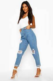 ( 4.4) out of 5 stars. Boyfriend Jeans In Extremer Used Optik Mit Mittelhoher Taille Boohoo
