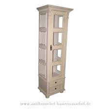Schmale Vitrine Shabby Chic Weiss Massivholz Landhaus Weichholz Tur Und Seiten Verglasst