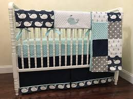 Buy Nursery Bedding Bumperless Baby Crib Bedding Set Kei Baby Boy Bedding Crib Rail Cover Whale Crib Bedding In Navy And Aqu Anchors Whale Baby Bedding 1 4 Pieces In