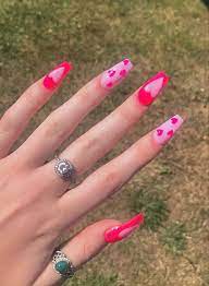 Pink Y2k Girly Heart Acrylics 3 Annalie13 On Instagram Simple Acrylic Nails Heart Nails Pink Nails