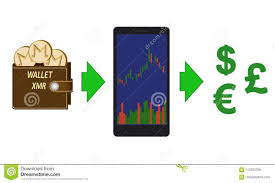 Online Exchange Of Monero Coins To Currencies Stock Vector