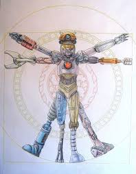 A Vitruvian Future Vitruvian Man Robot Cartoon Art Parody