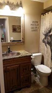 Our vast selection of popular rustic home decor includes rustic lighting, cabin bedding, lodge furnishings, rustic bathroom accessories and many other items make rustic decorating easy. Rustic Moose Bathroom Pallet Mirror Frame Copper Sink Moose Shower Curtain Moose Lightin Rustic Shower Curtains College Bathroom Decor Lodge Bathroom Decor