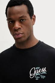 Tričko s příměsí lnu Guess, barva černá