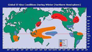 Map Showing Global El Nino Conditions Weather Patterns Climate And Weather El Nino