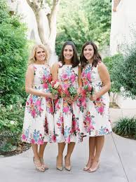 Hot Pink Palm Springs Wedding With A Modern Flair Floral Bridesmaid Dresses Floral Bridesmaid Dresses Short Floral Bridesmaid