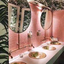 Pink And Gold Glam Bathroom Interior Design Inspiration Tropical Bathroom Retro Home Decor Restaurant Interior