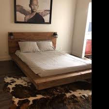 Floating Wood Platform Bed Frame With Lighted Headboard Quilmes Floating Bed Frame Wood Platform Bed Frame Wood Platform Bed