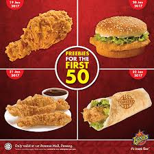 What are your plans for the day? Texas Chicken Freebies For First 50 Daily Penang 1st Avenue Mall 19 22 January 2017