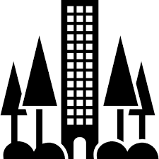 City Tower Building Surrounded By Trees Free Vector Icons Designed By Freepik Free Icons City Icon Building Icon