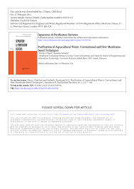 • water is such a good solvent that it is known as the universal solvent. Pdf Purification Of Aquacultural Water Conventional And New Membrane Based Techniques