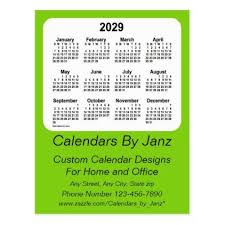 2029 Yellow Green Business Calendar By Janz Postcard Zazzle Com Business Calendar Green Business Custom Calendar