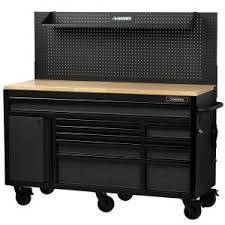 The Husky 61 In W 23 In D 10 Drawer 1 Door Mobile Work Center With Solid Wood Top And Flip Up Pegboard Is A Great Add Mobile Workbench Workbench Tool Storage