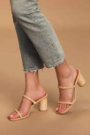Noles Light Natural Raffia High Heel Sandals Sandals Heels High Heel Sandals Heels