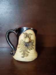 Signed & Dated Peter Petrie Ugly Face Pottery Mug