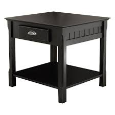 Timber End Table With One Drawer And Shelf Black Winsome End Tables With Drawers Wood End Tables Black End Tables