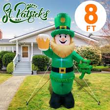 Are you looking for some outdoor inflatable decorations to enhance the quality of your garden? Seasonal Decor St Patricks Day Decorations Outdoor Pattys Day Inflatable Green Leprechaun Holding Shamrock And Beer With Led Lights Spring Inflatable Decoration For Indoor Outdoor Yard Lawn Garden 8 Foot St Outdoor