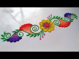 Beautiful Border Rangoli Design For Diwali Special 2020 Youtube In 2020 Rangoli Border Designs Rangoli Designs Flower Rangoli Designs