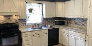 How to paint laminate cabinets before after use old kitchen. Cabinets Painted White And New Countertops Monk S In Nj