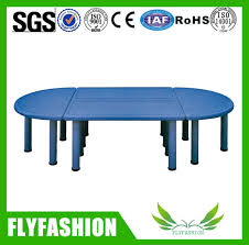 Multipurpose kids table set set includes rectangular table and 6 stackable chairs primary blue color activity table 1'' thick laminate grey table top blue plastic table edge with safety rounded corners welded steel frame under top provides extra stability adjustable height steel legs extend out 9'' plastic floor glides overall size: China Simple Design Rectangle Kids Study Table For Sale Sf 51c China Kids Study Table Kids Study Desk