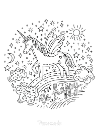 Rainbows are all the colors of visible light, exhibited in the sky for everyone to enjoy. 75 Magical Unicorn Coloring Pages For Kids Adults Free Printables