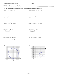 We need to rearrange the formula so we get y=. Equation Of A Circle Worksheet Robertdee Org