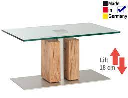 Gebraucht, höhenverstellbar (kurbel fehlt leider) und ausziehbar, mit ablageca. Couchtisch Delft 90x60x45 Cm Hohenverstellbar Glas Wildeiche Geolt Expendio
