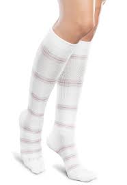 1 Pair Pack 10 15 Mmhg Compression Core Spun Light Support Sock Sizes S Xl Color White X2f Grey X2f Pink Stripe Support Socks Socks Support Stockings