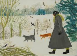 Winnie Snow Dee Nickerson 13 X 16cm Folk Art Painting Art Cat Art